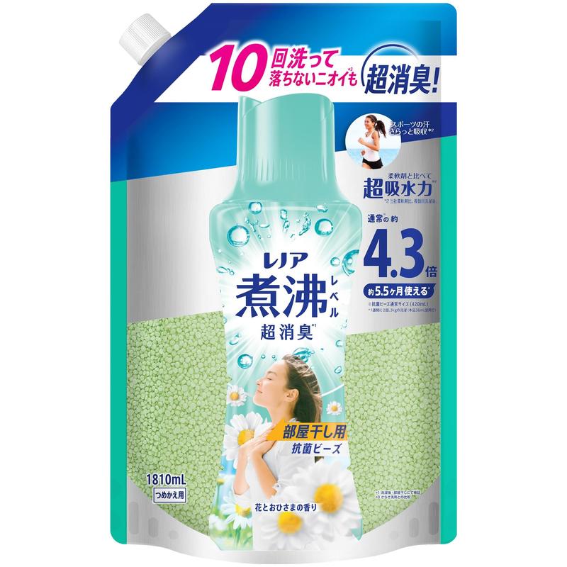 レノア 煮沸レベル超消臭 抗菌ビーズ 部屋干し 花とおひさまの香り 詰め替え 1,810mL [大容量]