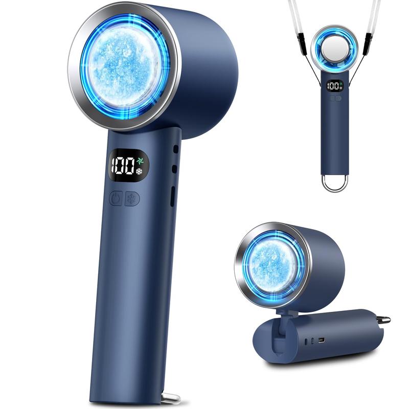 ハンディファン 冷却プレート付き 携帯扇風機 【2025新登場 &1秒瞬間冷却】 冷却ファン 6800mAh大容量 usb充電式 ミニ扇風機 強力 100段階調節 軽量 折り畳み式 首掛け/卓上/手持ち対応 LEDディスプレイ 熱中症対策 スポーツ観戦/通勤/通学/オフィス/アウトドアなどに適用 (ネイビー)