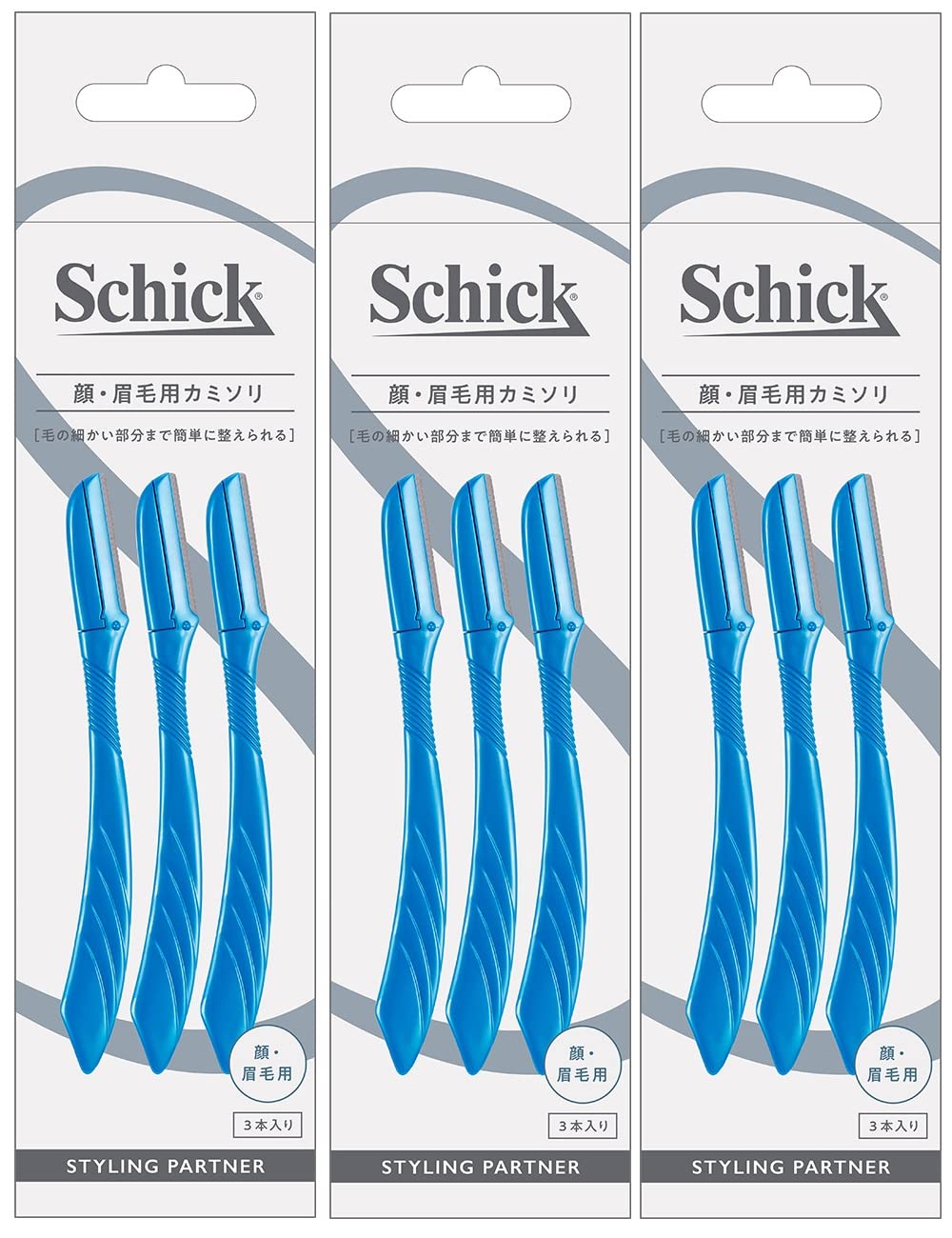 Schick(シック) スタイル 顔・眉毛用 カミソリ(3本入) メンズL ディスポ 3本 (x 3)