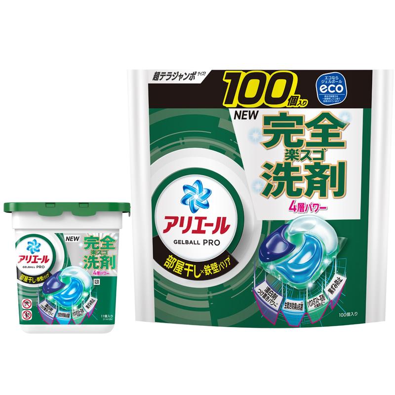 [本体買い替えセット] アリエール 洗濯洗剤 ジェルボールプロ 部屋干しでもさわやかな香り 詰め替え 100個 + 本体 11個