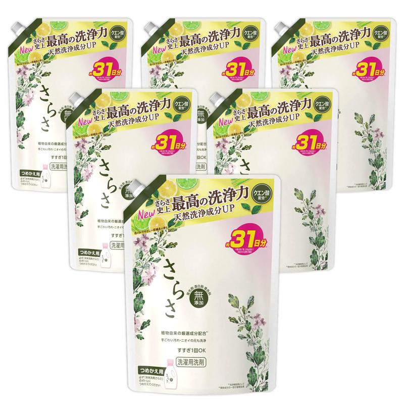 さらさ 洗濯洗剤 液体 760g×6袋 無添加 植物由来の厳選成分配合 ほのかでやさしい柑橘系の香り 詰め替え [ケース品]