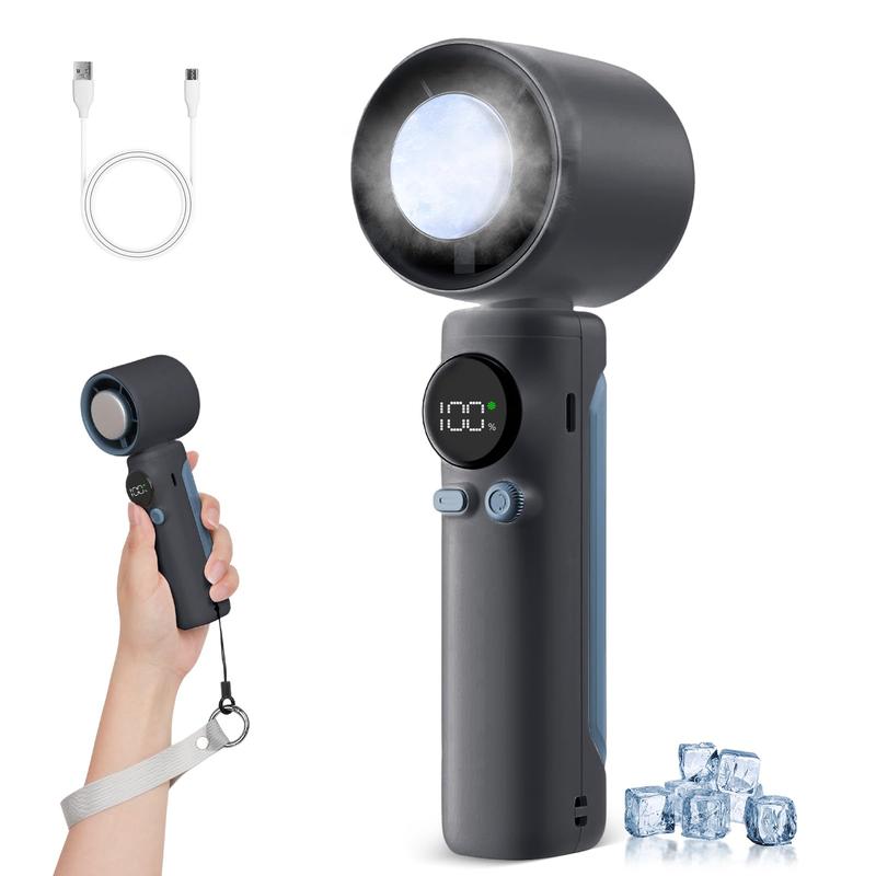 TWhours ハンディファン【2025年革新モデル・-20℃瞬間冷却】携帯扇風機 冷感プレート付き 手持ち扇風機 1～100無段階風量調節 LEDディスプレイ 5000mAh大容量 長時間連続 Type-C 充電式 小型軽量 手持ち/卓上/携帯 ストラップ付き 熱中症対策 ダークグレー