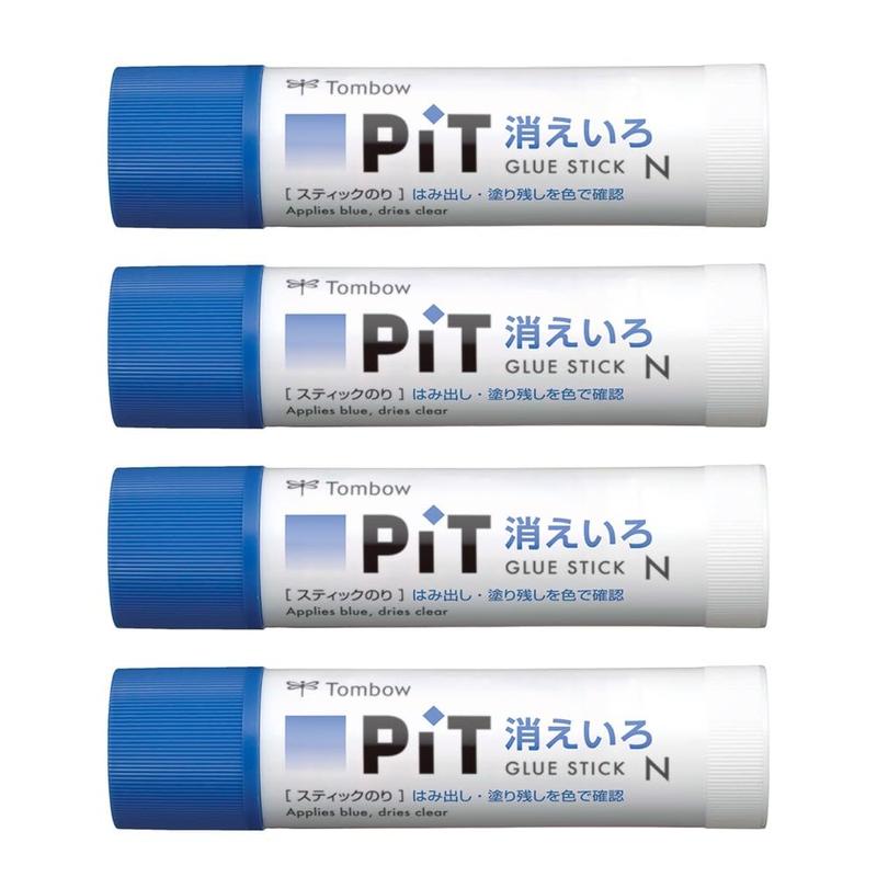 トンボ鉛筆 スティックのり 消えいろPiT Nサイズ (塗り色が消える) (22g) 4本 PT-NC(×4)