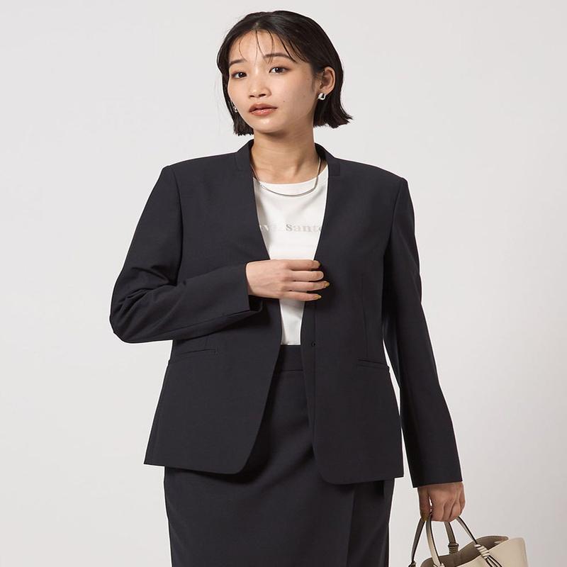 【SALE／10%OFF】UNITED ARROWS green label relaxing カチリラ ノーラペル ジャケット -ウォッシャブル・ストレッチ- ユナイテッドアローズ グリーンレーベルリラクシング ジャケット・アウター ノーカラージャケット ブラック ネイビー グレー【送料無料】