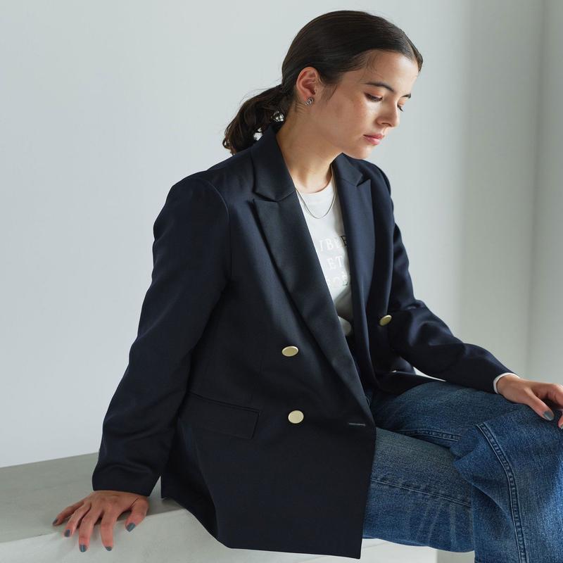 【SALE／10%OFF】UNITED ARROWS green label relaxing [size SHORTあり]Greed グリード ダブル ジャケット -ウォッシャブル- ユナイテッドアローズ グリーンレーベルリラクシング ジャケット・アウター テーラードジャケット・ブレザー ネイビー グレー【送料無料】