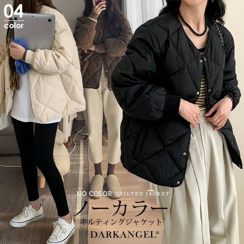 早割！半額！【9/24 10時〜24H限定：3,980円→1,990円！】 コート アウター レディース 秋 秋アウター キルティング ゆったり 韓国 トレンド 襟付き ジャケット ショート丈 ミディ丈 アイボリー 黒 裏地付き カジュアル お洒落 秋冬 冬【 キルティングジャケット 】
