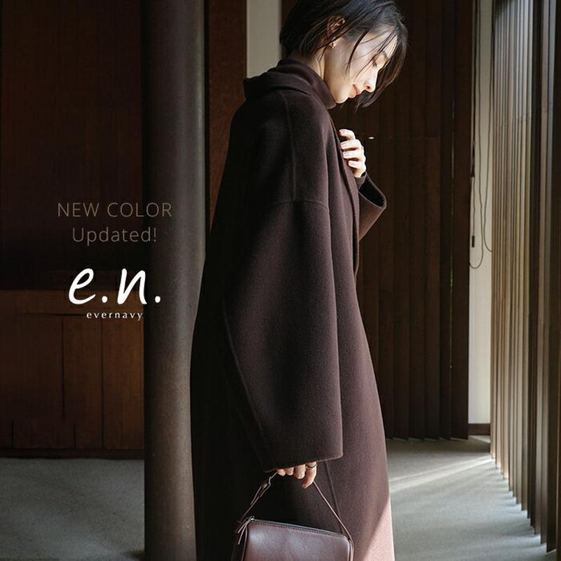 evernavy エバーネイビー リバー ロング コクーン コート レディース ウールコート リバーコート ロングコート アウター 羽織り ウール ダブルフェイス ポケット オケージョン セレモニー きれいめ オフィス カジュアル あったか 暖か 防寒 M MT 秋冬 春 秋 冬