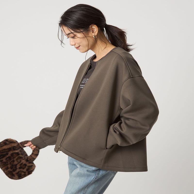 UNITED ARROWS green label relaxing ダンボール ノーカラー ブルゾン ユナイテッドアローズ グリーンレーベルリラクシング ジャケット・アウター ブルゾン・ジャンパー グレー ブラック ホワイト【送料無料】