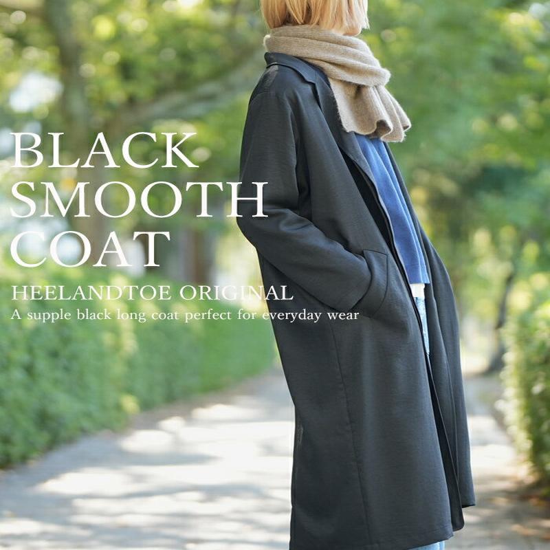 予約 | ヒールアンドトゥオリジナル BLACK チェスターロングコート 比翼ボタン レディース 防シワ ブラック BO25-330C Boutique Ordinary 【送料無料】